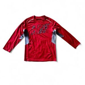 Nike Kids Dri-FIT Red Long Sleeve Camo Logo Shirt S